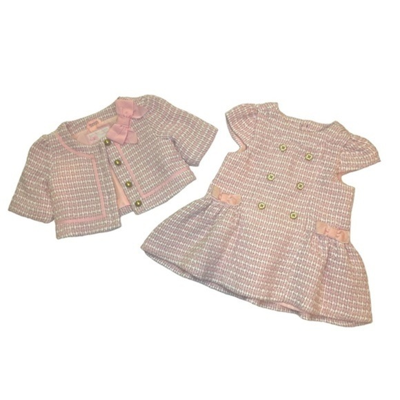 Janie and Jack Other - Janie and Jack Bouclé Jacket and Dress in Petal Pink